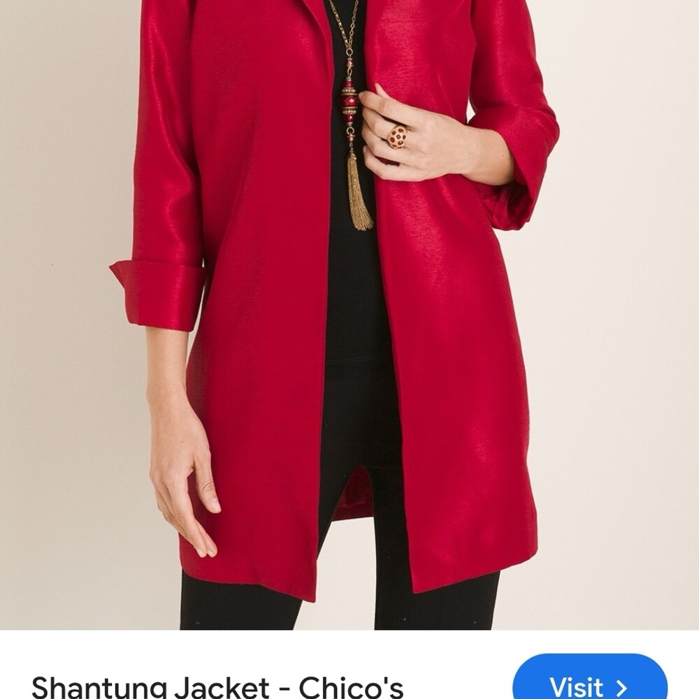 Chicos red open front jacket NWT - Picture 2 of 10